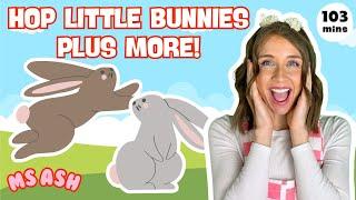 Hop Little Bunnies + More |  Ms Ash Toddler Learning Compilation | Shapes, Counting, Colors, & Fun!