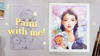 Paint with me!  Cozy Watercolor Painting at home 