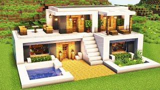 Minecraft Modernes Haus bauen 1.20 Tutorial - Modernes schönes Haus bauen in Minecraft Tutorial