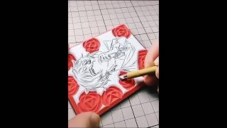 rose shaped eraser stamp #carving #rubber #diy