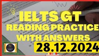 IELTS General Reading Practice Test 2024 | 28.12.2024 | Recent IELTS Reading Test 2024