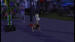 Sims 4 Woman does push-ups with baby on back