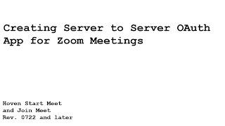 Creating Server to Server OAuth App for Zoom Meetings | SALES.HOVEN@GMAIL.COM