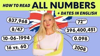 How to read ALL NUMBERS in English - BIG NUMBERS, Decimals, Dates, Fractions, Phones, Ordinals