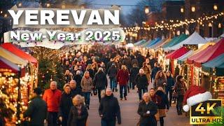 [4K] Yerevan New Year’s Nights 2025  Walking Tour of the Most Crowded Christmas Eve Streets