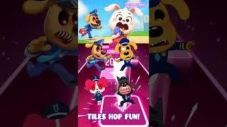 SHERIFF LABRADOR EXE vs SHERIFF PAPILLON vs DOBIE EXE X Coffin Dance Tiles Hop #shorts