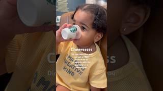 My one year old enjoying her first FREE babychino from Starbucks #shorts #toddler