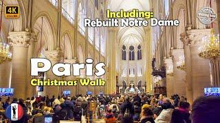  PARIS Christmas Walk - Notre-Dame de Paris -  Eiffel Tower - Concorde - 4k60fps