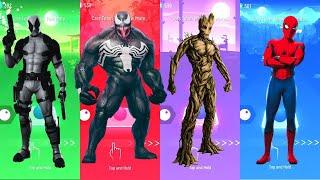 Tiles Hop EDM Rush! Deadpool vs Venom vs Groot vs Spiderman - Epic Showdown!