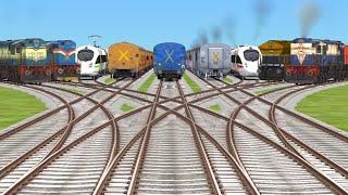 9 Trains Shunting To All Indian️ Express On Daimond Railroad Tracks | extreme track crossings