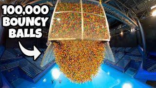 We Dropped 100,000 Bouncy Balls From ARENA ROOF!