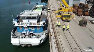 Krängungsversuch MS NEGRELLI, Hafen Krems, 07.07.2023