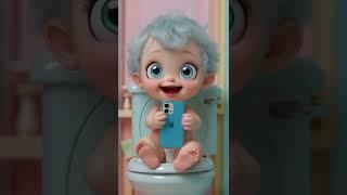 Baby on Commode Scrolling Phone – Unexpected Fart & Laugh! 