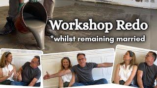 I'm turning my garage into my DREAM WORKSHOP! Floor leveling, custom workbench, & new staging wall!