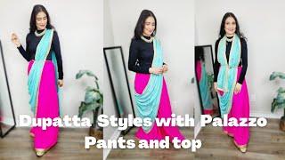 How to wear Dupatta with Palazzo and Crop top | Dupatta Draping by Pinder