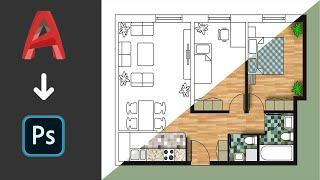 Autocad DWG to Photoshop || Importing AutoCAD PDFs into Photoshop || adobe photoshop