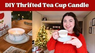 DIY Thrifted Teacup Candle | DIY Gift Ideas, easy + affordable!