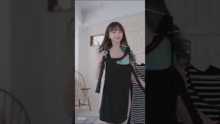 002 4K 세로 룩북 눈앞에서 속옷 갈아입는 후방주의 초미니 원피스 룩북 직캠 노브라 LOOKBOOK   꽃송룩북