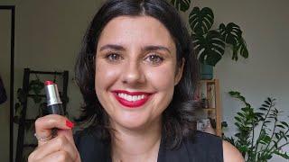 ASMR doing a red lip makeup look  (grwm, chatty, tapping)