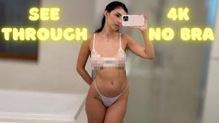 [4K] 2024 Transparent Try On Haul | No bra & No panties | Fishnet dress | Drawers Set