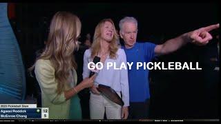 Tennis Legend Steffi Graf on Pickleball Court with Agassi, Roddick, Michael Chang, McEnroe