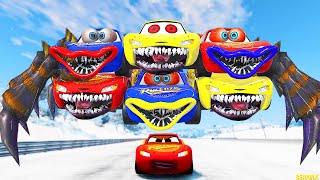 Epic Escape From The Lightning McQueen Eater & Six-Headed Spider Eater Car | McQueen VS McQueen