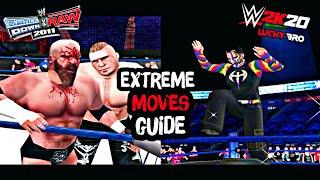 WWE SVR 2011 EXTREME MOVES  GUIDE TIPS AND TRICKS || MOVES YOU DON'T KNOW || PPSSPP || WWE 2K20