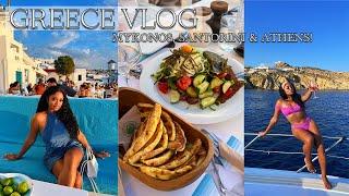 GREECE TRAVEL VLOG | GIRLS BIRTHDAY TRIP IN MYKONOS, SANTORINI + ATHENS!