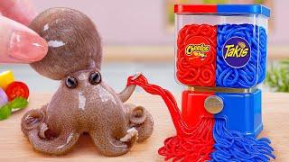 Best Korean Street Food  Minature Buldak Noodles Recipes With Spicy Octopus  Mina Mini Kitchen