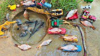 catch fish using mini powerful diesel engine water pump for fish in pond science project‪