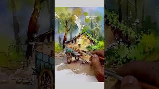 Ink pen with watercolour |  line and wash | demo by Prakashanputhur | watercolor for beginners