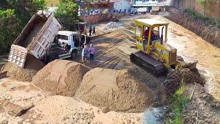 Full Workflow! 5-Ton Dump Trucks & KOMATSU Bulldozers Reclaim Flooded Land!