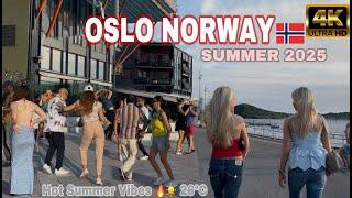  Oslo Norway 4K walking tour  Hot summer 2025 in Norway, June