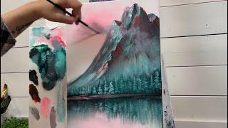 How To Paint A MOUNTAIN LANDSCAPE/ Acrylic For Beginners