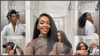 2024 FULL WASH DAY | WASH, BLOWOUT, STRAIGHTEN, TRIM, ROLLER SET