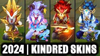 ALL KINDRED SKINS SPOTLIGHT 2024 - Chosen of the Wolf Kindred Newest Skin | League of Legends