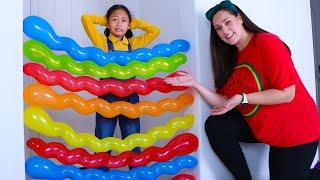 Balloon House Obstacle Challenges with Andrea Charlotte and Kaden