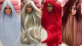 Barbie Doll Makeover Transformation ~ DIY Miniature Ideas for Barbie ~ Wig, Dress, Faceup, and More!