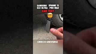 Samsung S24 Ultra vs iPhone 15 Pro Max – Car Run-Over Test!  Who Survives?#shorts #viralvideo