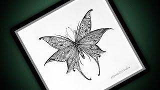 How to draw butterfly drawing step by step|Butterfly drawing|butterfly mandala @VennilaYLCreations