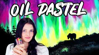 Oil Pastel Tutorial on Black Paper for Beginners  Northern Lights Drawing