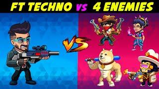 Ft Techno Vs 4 Enemies || Battle Stars Ft Techno Gameplay || Battle Stars