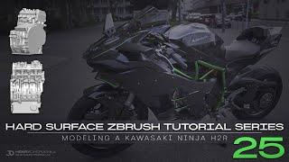 Hard Surface ZBrush Tutorial Series // Modeling A Kawasaki Ninja H2R // 25