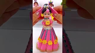 DIY How to Make Polymer Clay Miniature Rainbow Doll Dress | DIY Easy Super Clay Tutorial | ASMR #diy