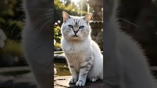 Beautiful White Cat with Hypnotic Blue Eyes  | Stunning Feline Beauty