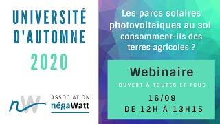 Webinaire - Les parcs solaires photovoltaïques au sol consomment-ils des terres agricoles ?