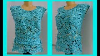 Кофточка с ананасами, вязание крючком,crochet blouse ( В № 159)