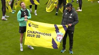 Liverpool presented with Premier League champions flags at Melwood