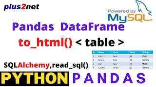 Python Pandas html output  from DataFrame & using MySQL sample table as source  by  to_html()