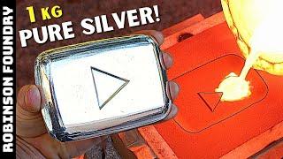 Casting a 1KG PURE SILVER YouTube play button - 100,000 Subscribers celebration -